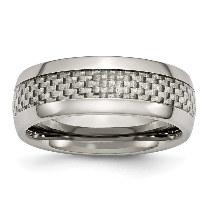 Buy Stylish 8mm Titanium Chisel Band with Grey Carbon Fiber Inlay-1