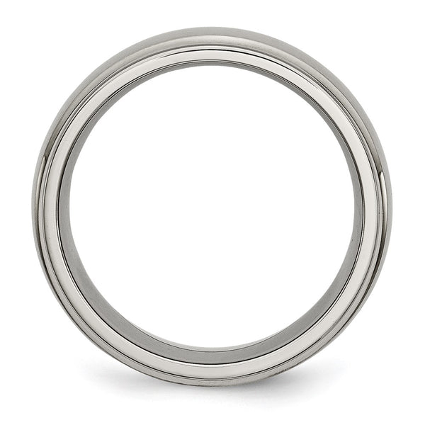8mm Brushed Titanium Chisel Band - Ridged Edge - Style GR1-1024763