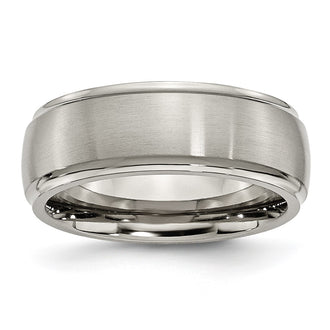 Exclusive 8mm Brushed Titanium Chisel Band - Stylish Ridged Edge Design