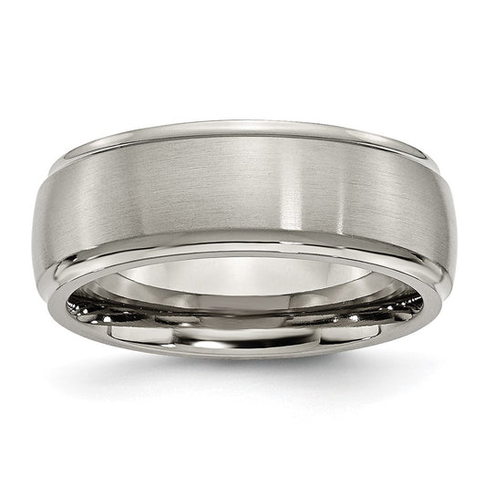 Buy Stylish 8mm Brushed Titanium Chisel Band | Exclusive Ridged Edge Design