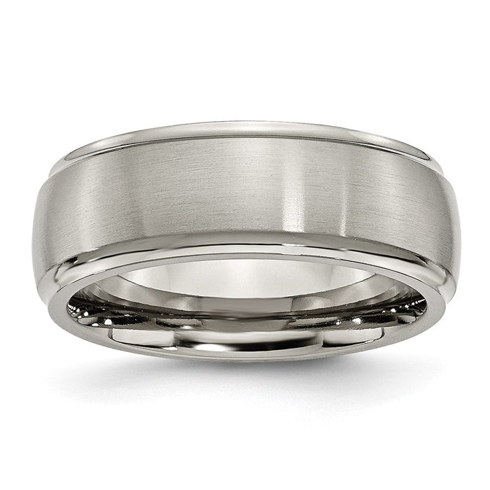 Buy Stylish 8mm Brushed Titanium Chisel Band | Exclusive Ridged Edge Design-1
