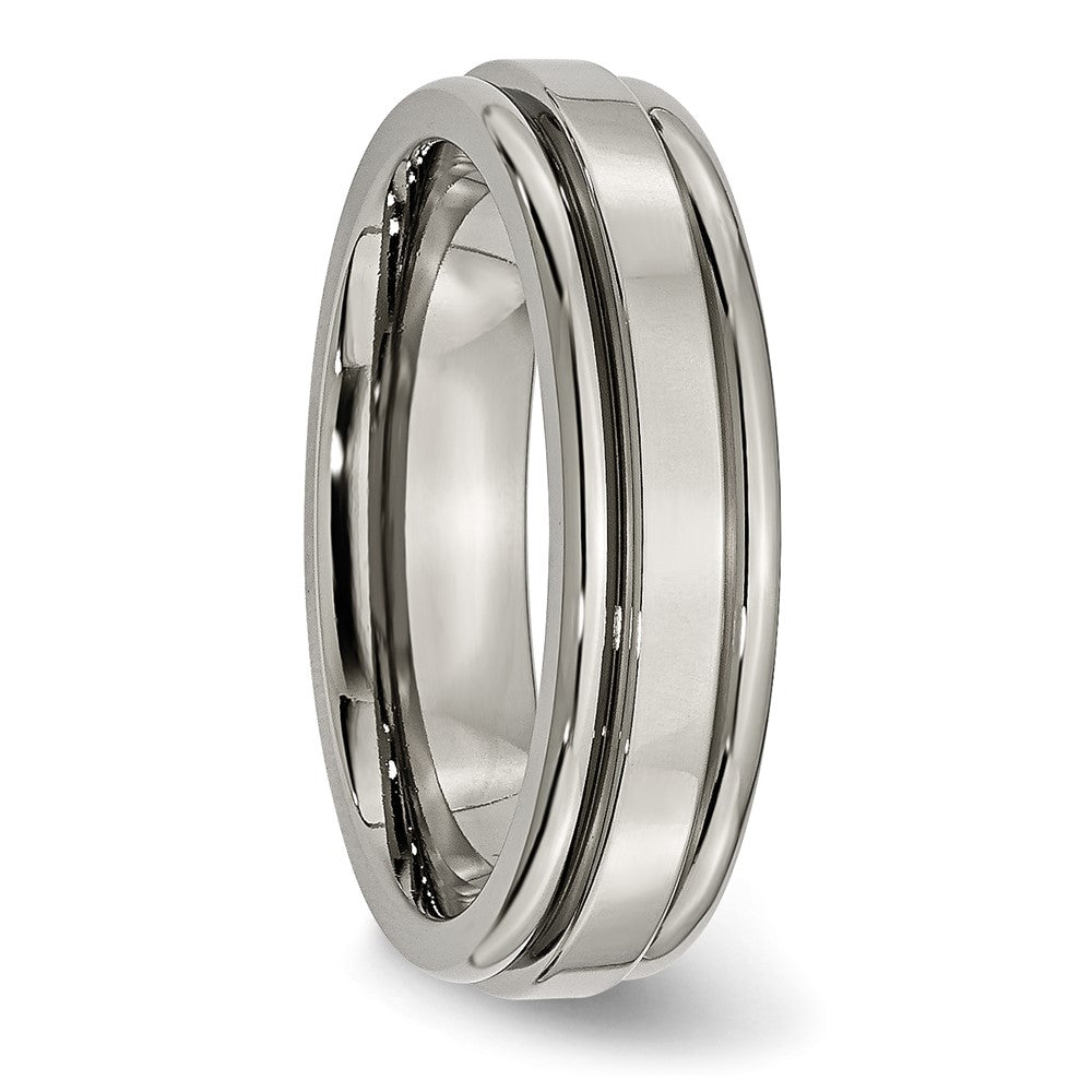 Buy Exclusive 6mm Grooved Edge Chisel Titanium Ring - Stylish & Affordable