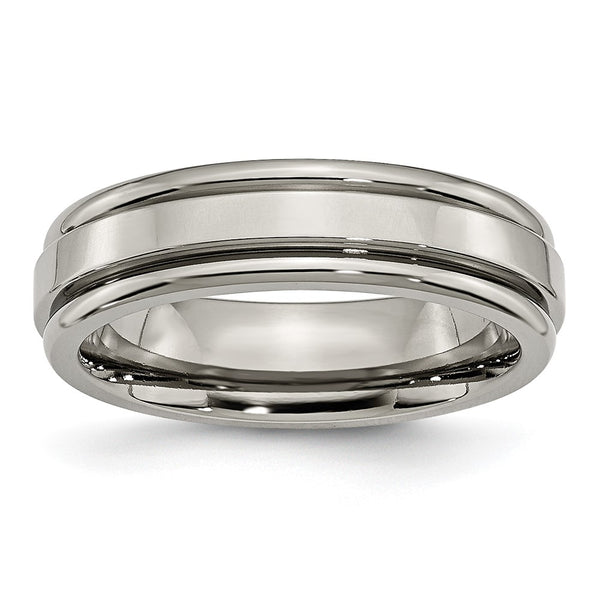 Chisel Titanium Polished 6mm Grooved Edge Ring