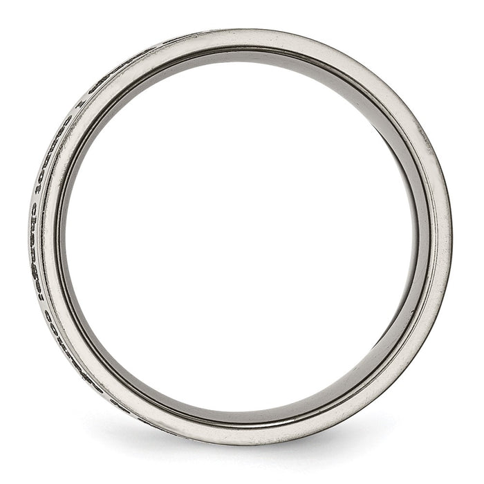 High-Quality 8mm Chiseled Titanium Flat Band with Serenity Prayer Engraving-2