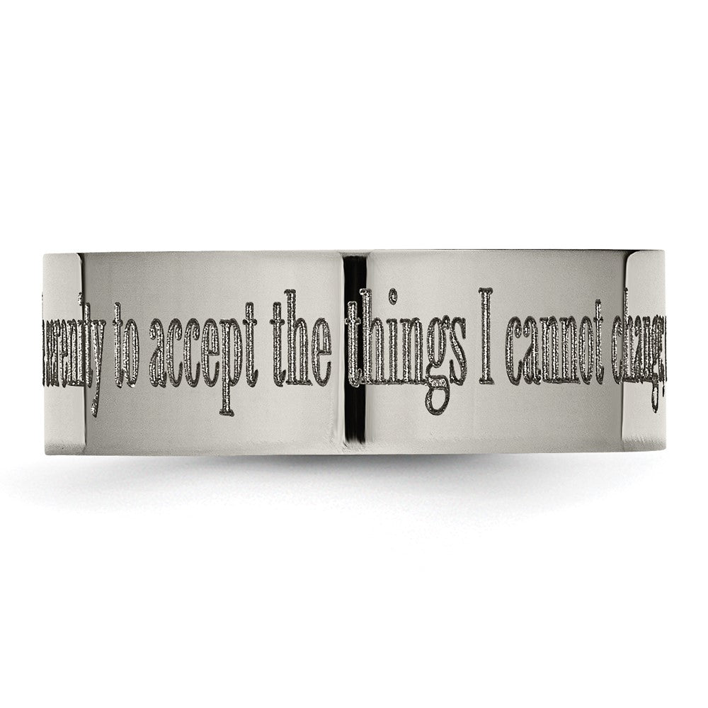 Buy Polished Titanium 8mm Flat Band - Stylish Laser-Engraved Serenity Prayer Design