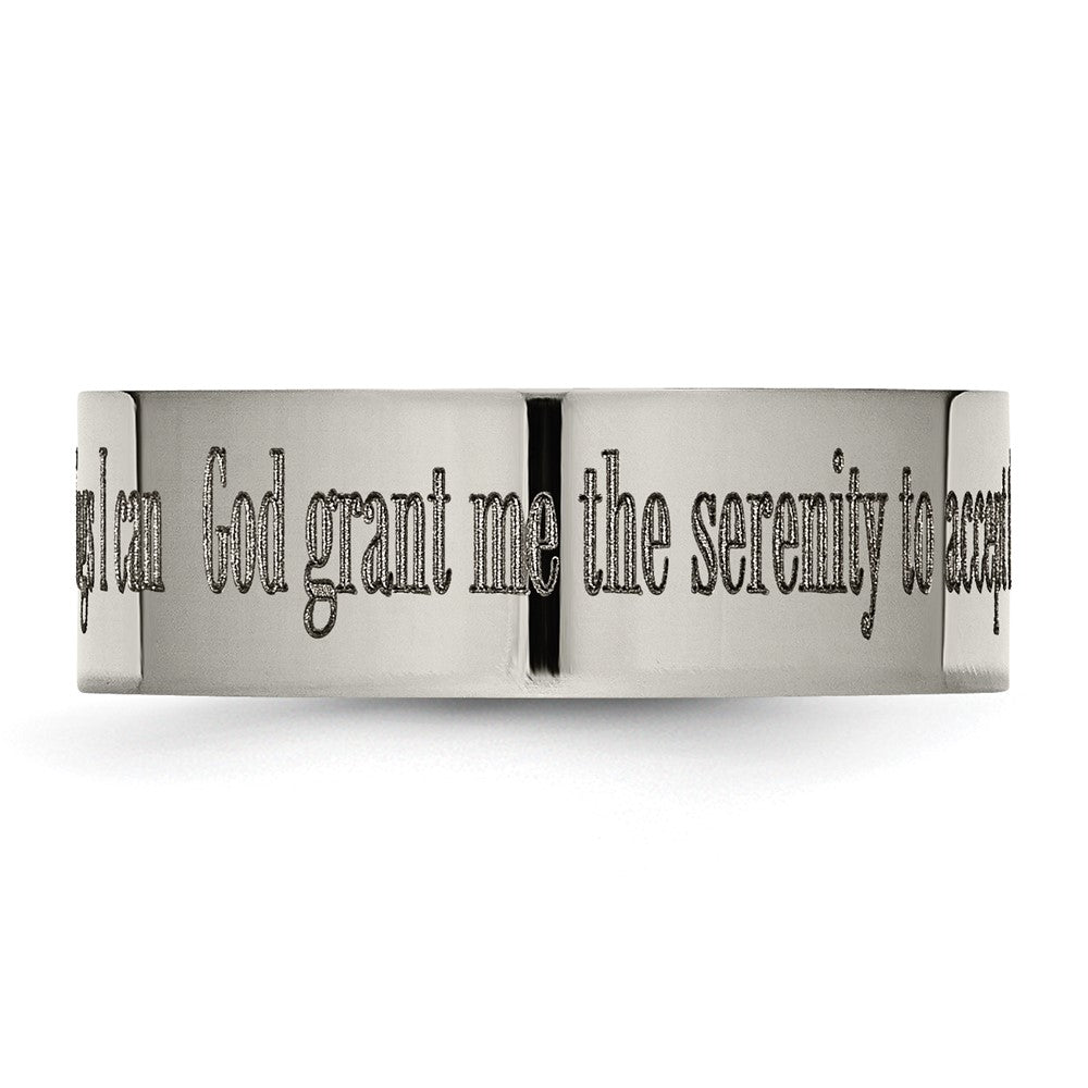Buy Polished Titanium 8mm Flat Band - Stylish Laser-Engraved Serenity Prayer Design