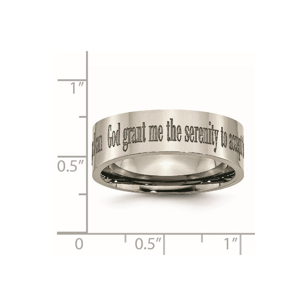 Buy Polished Titanium 8mm Flat Band - Stylish Laser-Engraved Serenity Prayer Design