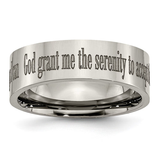 Buy Stylish 8mm Titanium Flat Band - Laser-Engraved Serenity Prayer Design