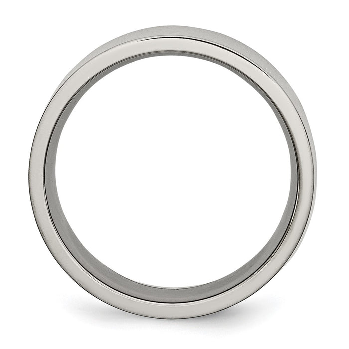 Buy Stylish 8mm Polished Flat Band in Chisel Titanium - Affordable Luxury-2