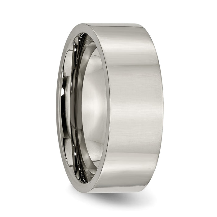 Buy Stylish 8mm Polished Titanium Flat Band Ring | High-Quality & Affordable-4