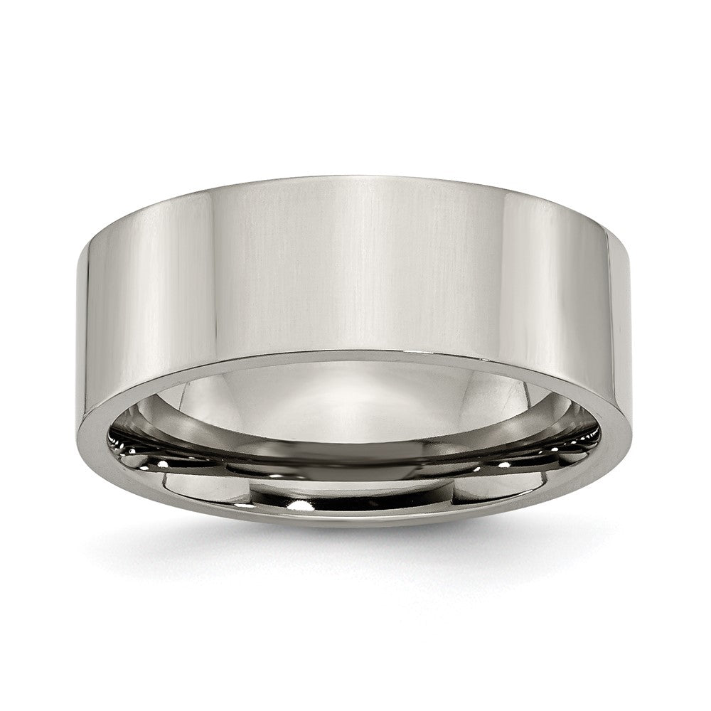 Buy Stylish 8mm Polished Flat Band in Chisel Titanium - Affordable Luxury Ring