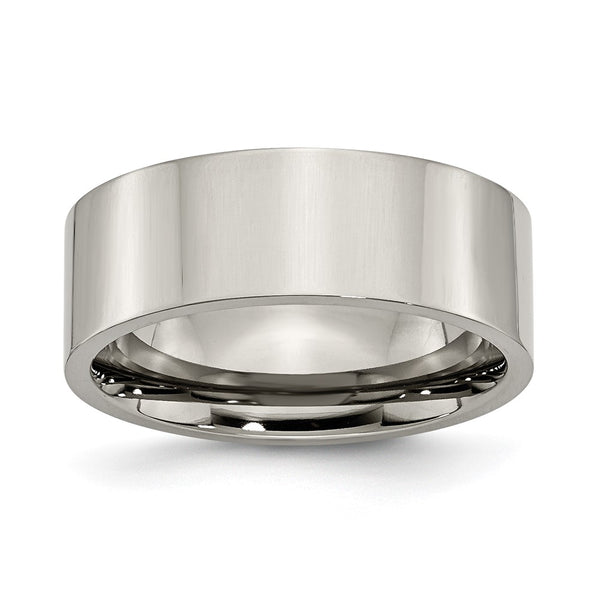 8mm Polished Titanium Flat Band Ring