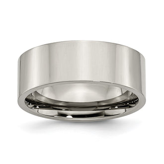 High-Quality 8mm Polished Titanium Flat Band Ring | Stylish & Affordable Choice