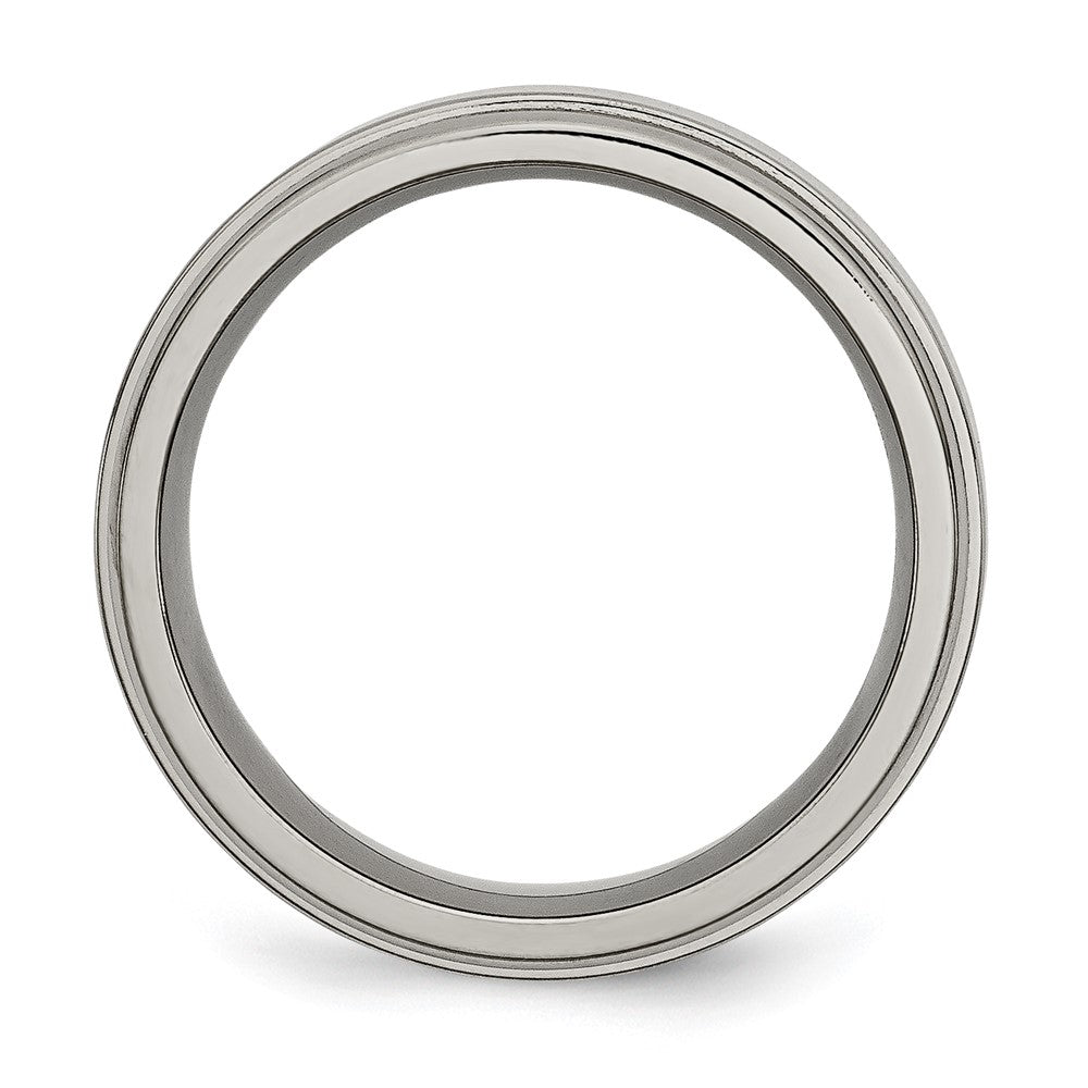 Buy 8mm Chisel Polished Titanium Band with Grooved Edge | Stylish Value Ring