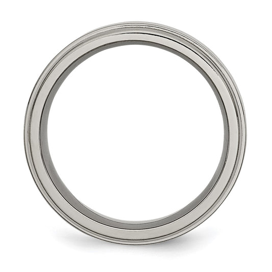 Buy 8mm Chisel Polished Titanium Band with Grooved Edge | Stylish Value Ring