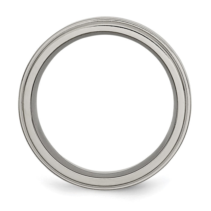 Buy 8mm Chisel Polished Titanium Band with Grooved Edge | Stylish Value Ring-2