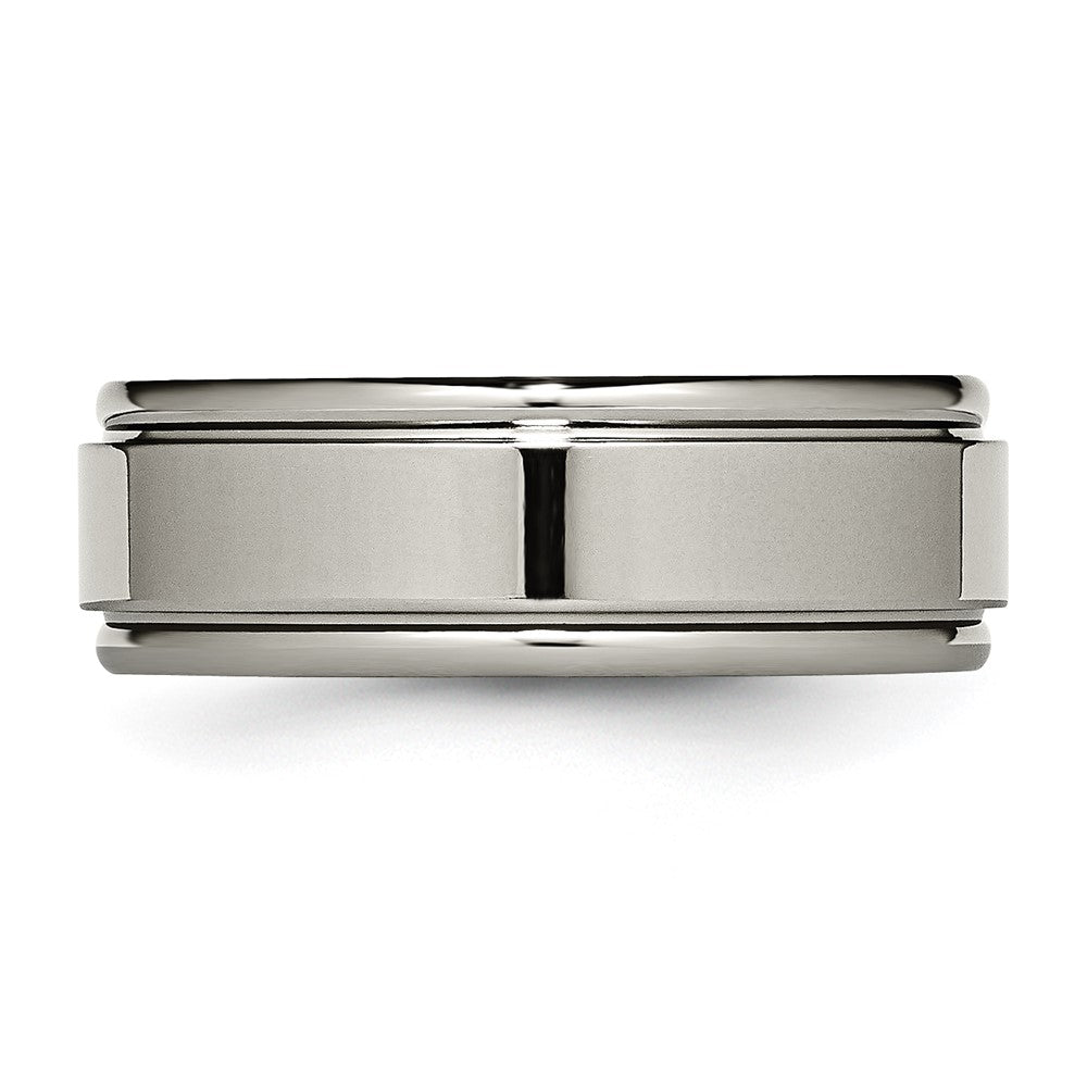 Buy 8mm Chisel Polished Titanium Band with Grooved Edge | Stylish Value Ring