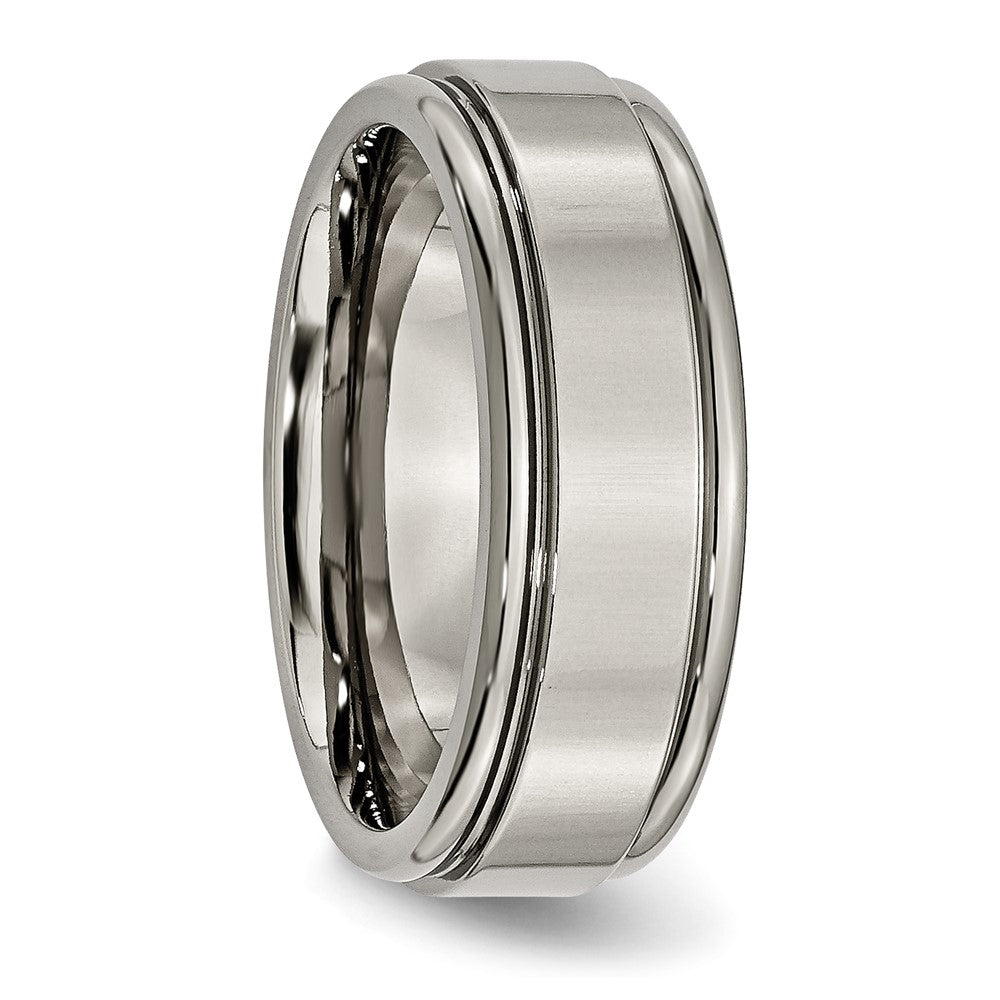 Buy 8mm Chisel Polished Titanium Band with Grooved Edge | Stylish Value Ring