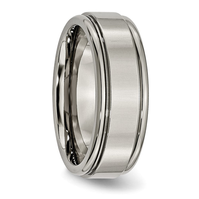 Buy 8mm Chisel Polished Titanium Band with Grooved Edge | Stylish Value Ring-4