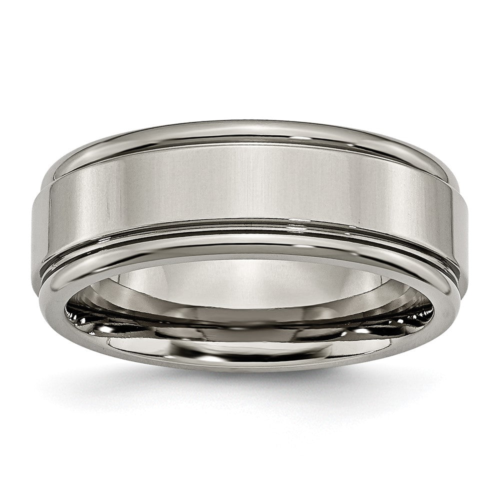Buy 8mm Chisel Polished Titanium Band with Grooved Edge | Stylish Value Ring