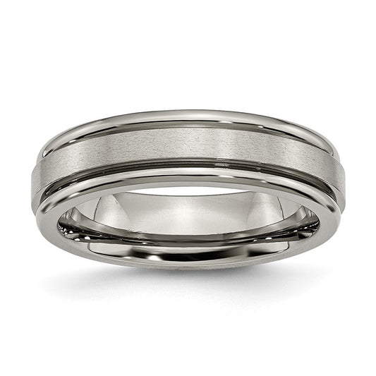 Buy Exclusive 6mm Titanium Grooved Edge Band - Stylish Satin & Polished Finish