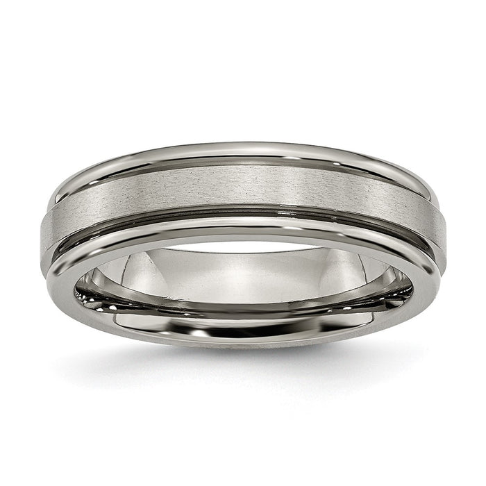 Buy Exclusive 6mm Titanium Grooved Edge Band - Stylish Satin & Polished Finish-1