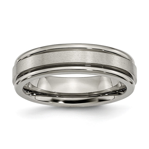 6mm Titanium Grooved Edge Band - Satin Polished