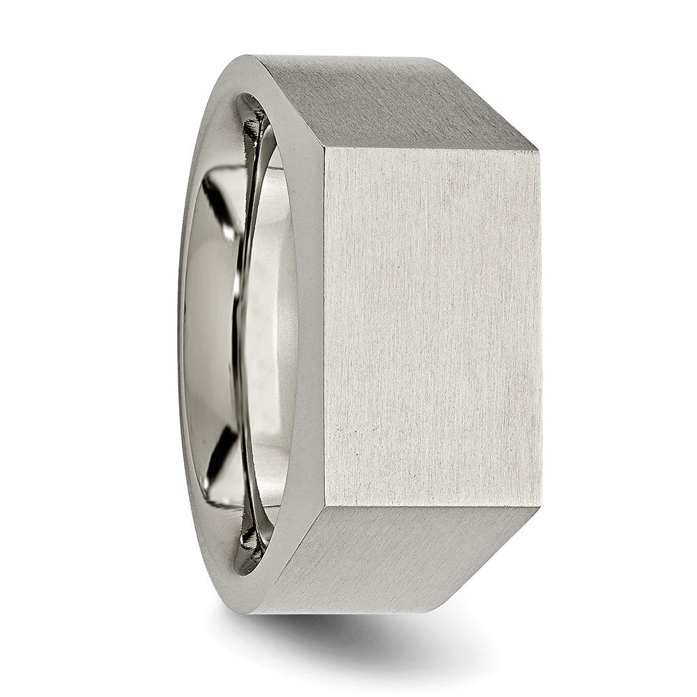 Buy Stylish Chisel Brushed & Polished Titanium Signet Ring - Affordable Luxury