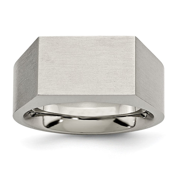 Chisel Brushed & Polished Titanium Signet Ring