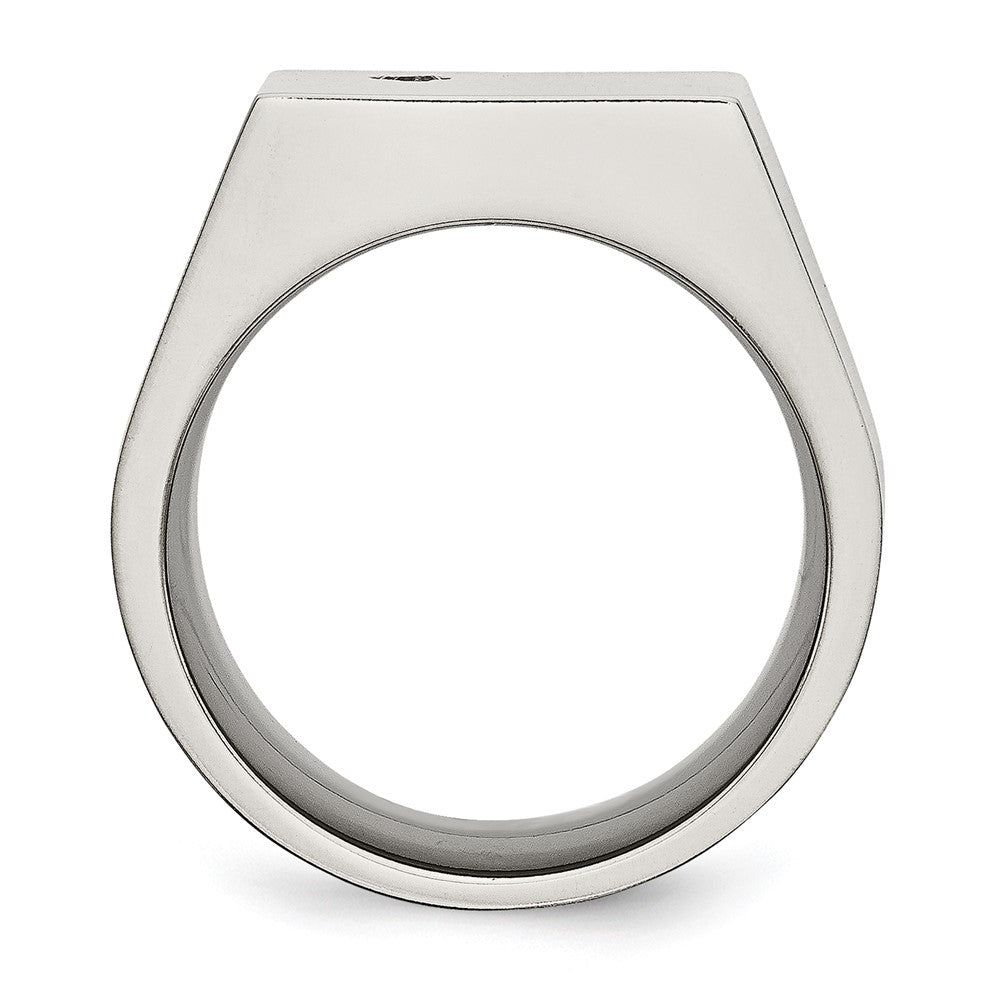 Exclusive Chisel Titanium Signet Ring with Cubic Zirconia - Stylish Value!