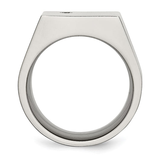 Exclusive Chisel Titanium Signet Ring with Cubic Zirconia - Stylish Value!