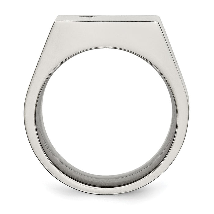 Exclusive Chisel Titanium Signet Ring with Cubic Zirconia - Stylish & Affordable-2