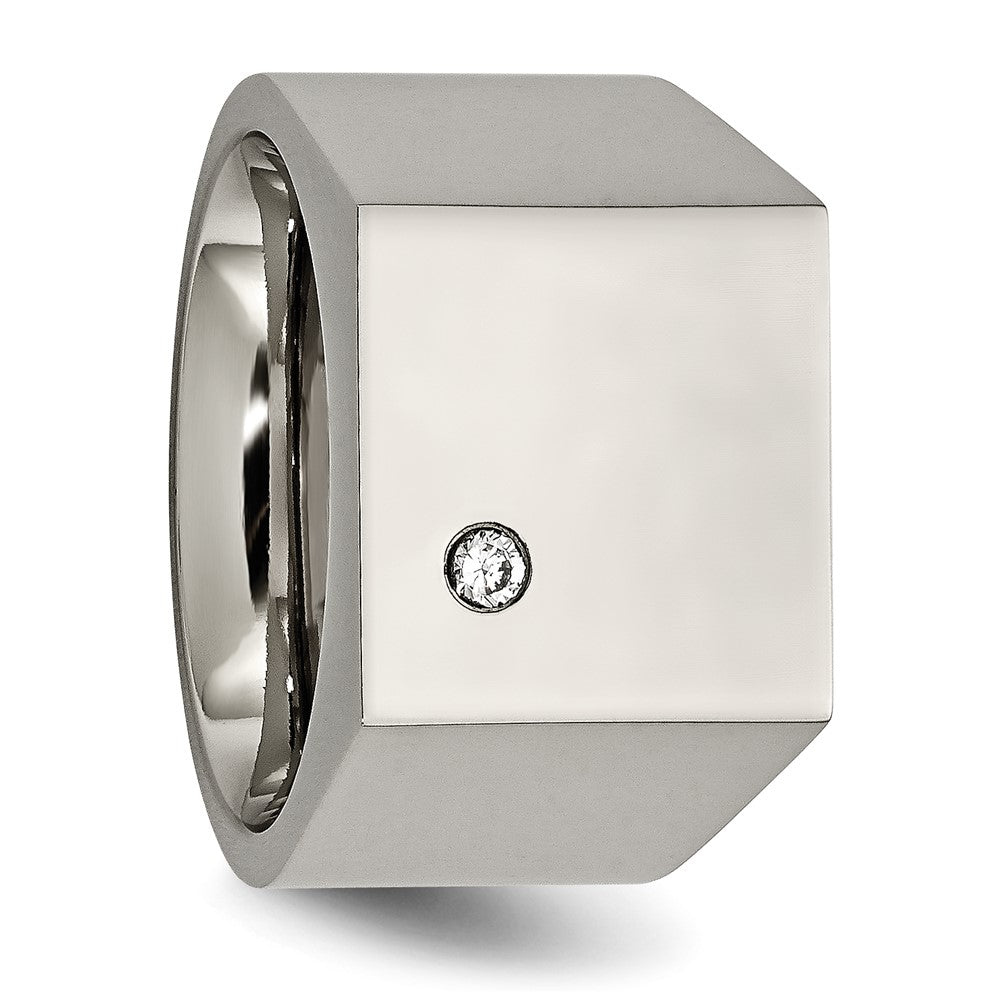 Buy Stylish Chisel Titanium Polished Signet Ring with Cubic Zirconia - Affordable Luxury