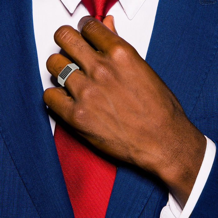 Exclusive Chisel Titanium Black IP-Plated Signet Ring, .85mm, Stylish Value-6