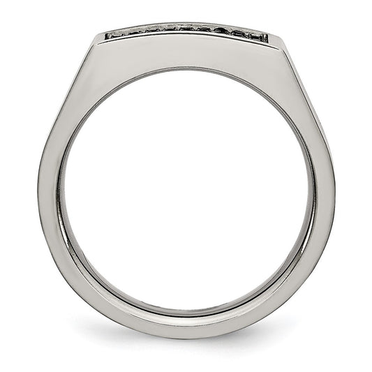Exclusive Chisel Titanium Black IP-Plated Signet Ring, .85mm, Stylish Value