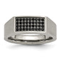 Buy Stylish Chisel Titanium Signet Ring - 8mm, Black IP-Plated, Cubic Zirconia-1