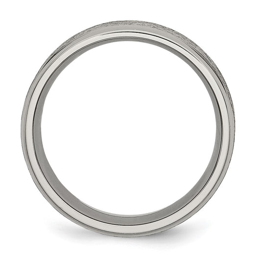 High-Quality Brushed Titanium 8mm Ridged Edge Band - Stylish & Affordable!