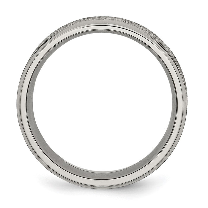 High-Quality Brushed Titanium 8mm Ridged Edge Band - Stylish & Affordable!-2