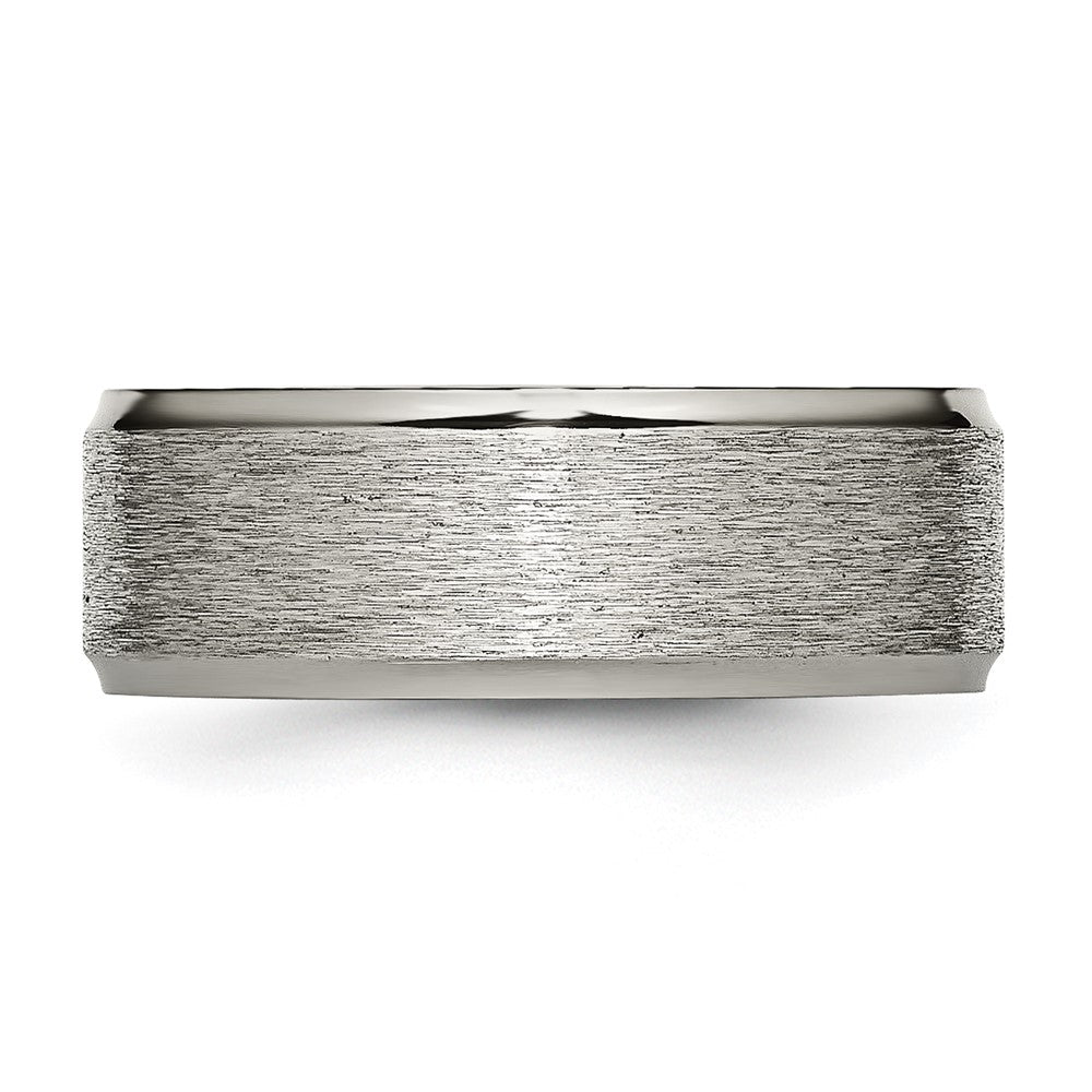 High-Quality Brushed Titanium 8mm Ridged Edge Band - Stylish & Affordable!