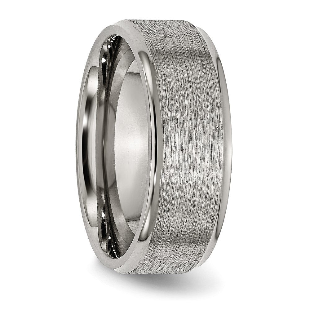 High-Quality Brushed Titanium 8mm Ridged Edge Band - Stylish & Affordable!