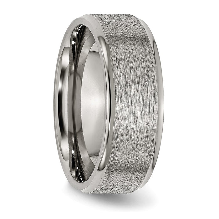 High-Quality Brushed Titanium 8mm Ridged Edge Band - Stylish & Affordable!-4