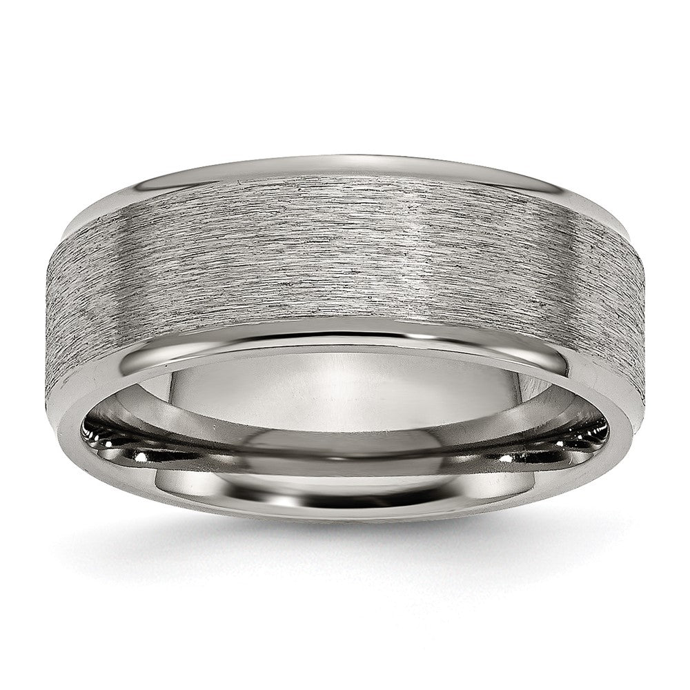 High-Quality Brushed Titanium 8mm Ridged Edge Band - Stylish & Affordable!