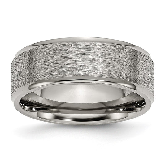 High-Quality Brushed Titanium 8mm Ridged Edge Band - Stylish & Affordable!