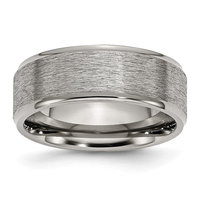 High-Quality Brushed Titanium 8mm Ridged Edge Band - Stylish & Affordable!-1