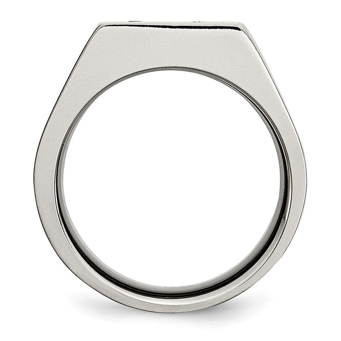 Buy Stylish Chisel Titanium Black IP-Plated Signet Ring | 8mm, CZ Accents-2