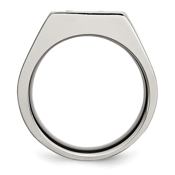 Chisel Titanium Black IP-Plated Signet Ring - CZ