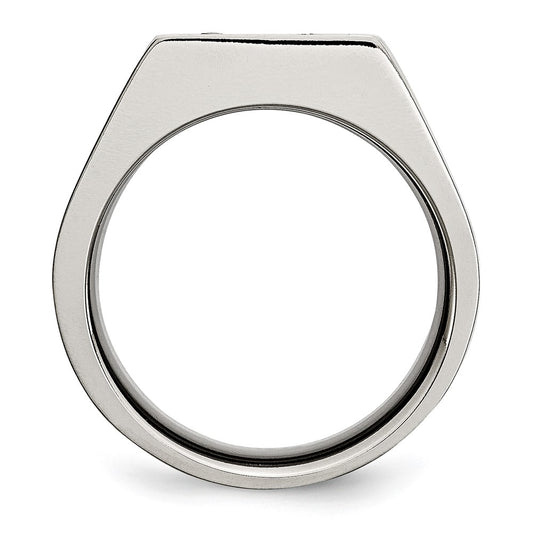 Exclusive Chisel Titanium Black IP-Plated Signet Ring - Stylish CZ Design