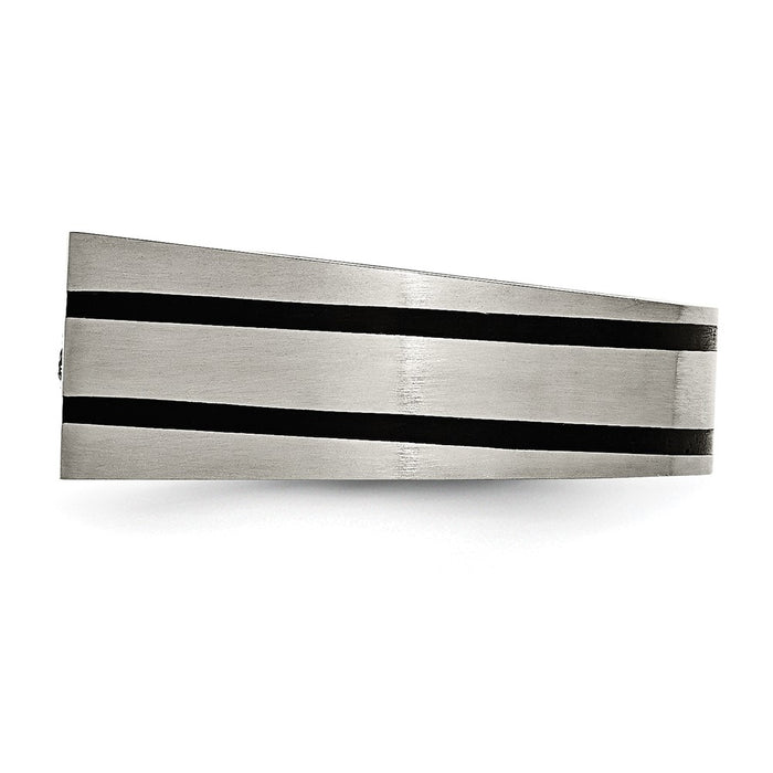 Buy Stylish Chisel Titanium Black IP-Plated Signet Ring | 8mm, CZ Accents-3
