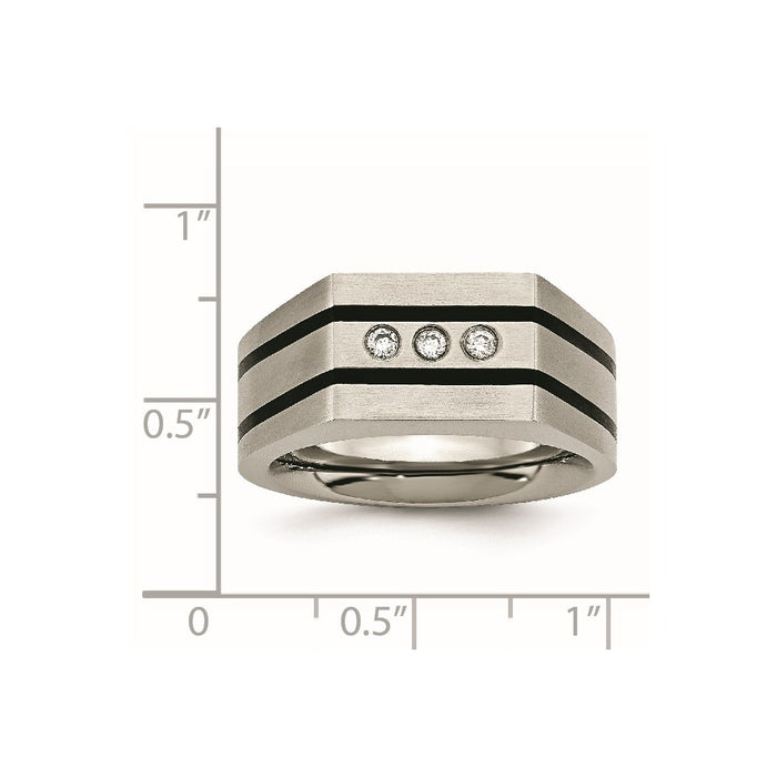 Buy Stylish Chisel Titanium Black IP-Plated Signet Ring | 8mm, CZ Accents-7