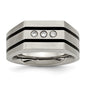 Exclusive Chisel Titanium Black IP-Plated Signet Ring - Stylish CZ Design-2